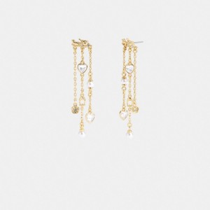 Coach Horse And Carriage Front Back Charm Earrings Gold | COH866218