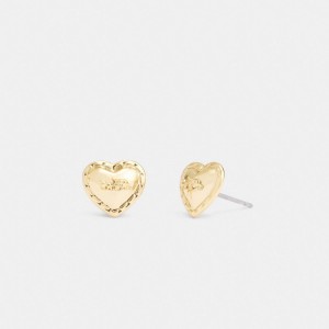 Coach Horse And Carriage Heart Stud Earrings Gold | COH866220