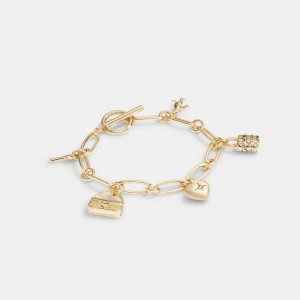 Coach Iconic Charm Chain Bracelet Gold | COH866177