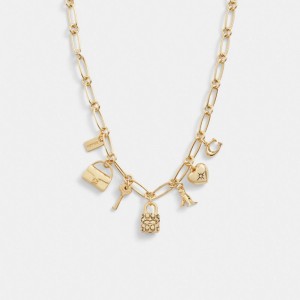 Coach Iconic Charm Chain Necklace Gold | COH866157