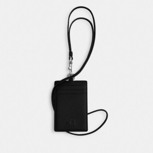 Coach Id Lanyard With Signature Canvas Crossgrain Leather/Black | COH865663