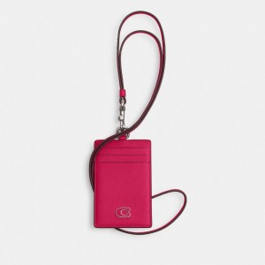 Coach Id Lanyard With Signature Canvas Crossgrain Leather/Dragon Fruit | COH865686