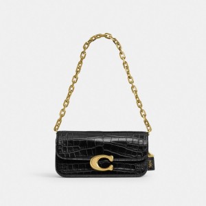 Coach Idol Bag 23 In Alligator Brass/Black | COH864880