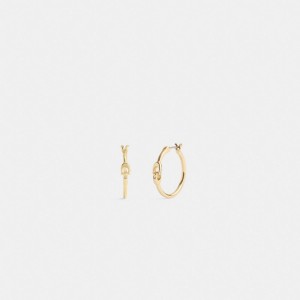 Coach Interlocking Signature Small Hoop Earrings Gold | COH866201