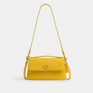 Coach Juno Bag Glovetanned Leather/Silver/Canary | COH865159