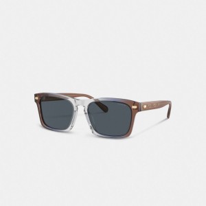 Coach Keyhole Square Sunglasses Brown Blue Grey Gradient | COH867060