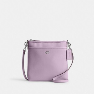 Coach Kitt Messenger Crossbody Bag Crossgrain Leather/Silver/Soft Purple | COH865219