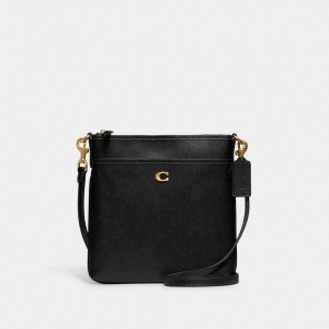 Coach Kitt Messenger Crossbody Bag Crossgrain Leather/Brass/Black | COH865320