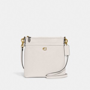 Coach Kitt Messenger Crossbody Bag Crossgrain Leather/Brass/Chalk | COH865428