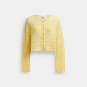 Coach Lace Knit Cardigan Yellow | COH865997