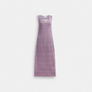 Coach Lace Knit Dress Purple | COH866063
