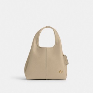 Coach Lana Shoulder Bag 23 Refined Pebble Leather/Brass/Ivory | COH865123