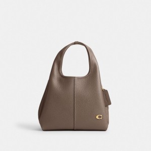Coach Lana Shoulder Bag 23 Refined Pebble Leather/Brass/Dark Stone | COH865142