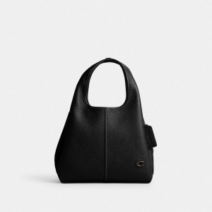 Coach Lana Shoulder Bag 23 Refined Pebble Leather/Pewter/Black | COH865188