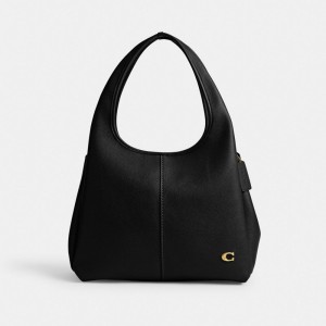 Coach Lana Shoulder Bag Refined Pebble Leather/Brass/Black | COH865122