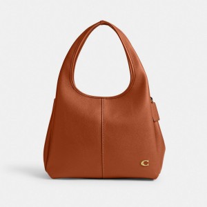 Coach Lana Shoulder Bag Refined Pebble Leather/Brass/Burnished Amber | COH865141
