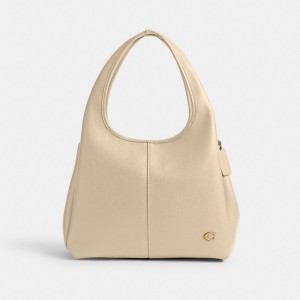 Coach Lana Shoulder Bag Refined Pebble Leather/Brass/Ivory | COH865185