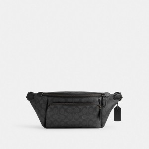 Coach League Belt Bag In Signature Canvas Charcoal Signature | COH866686