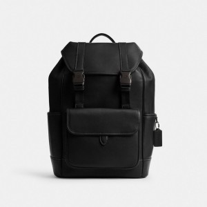 Coach League Flap Backpack Black | COH866490