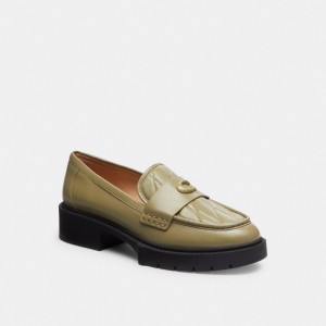 Coach Leah Loafer With Quilting Leather/Moss | COH865775
