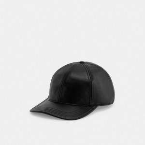 Coach Leather Baseball Hat Black | COH866415