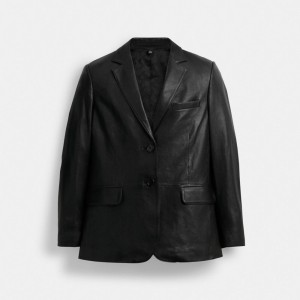 Coach Leather Blazer Black | COH865929