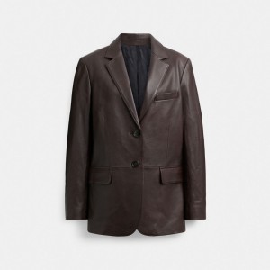 Coach Leather Blazer Brown | COH865916