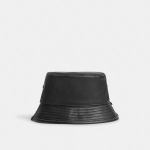Coach Leather Bucket Hat Black | COH867039