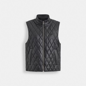 Coach Leather Quilted Vest Black | COH865915