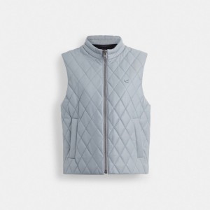 Coach Leather Quilted Vest Blue | COH865919
