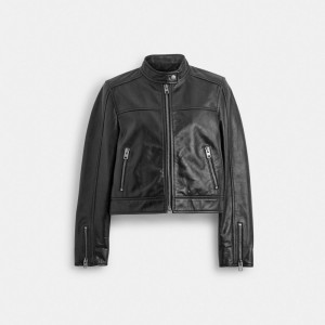 Coach Leather Racing Jacket Black | COH865928