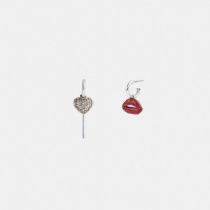Coach Lollipop And Lips Mismatch Earrings Silver/Multi | COH866113