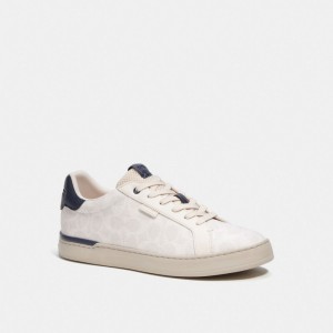 Coach Lowline Low Top Sneaker In Signature Canvas Chalk Cobalt | COH866780