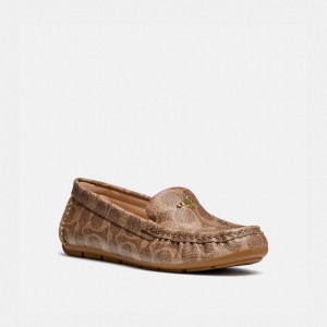 Coach Marley Driver Signature Coated Canvas/Leather/Tan | COH865782