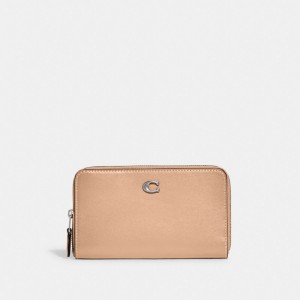 Coach Medium Zip Around Wallet Silver/Buff | COH865578