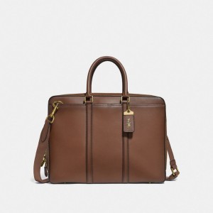 Coach Metropolitan Slim Brief Brass/Saddle | COH866525
