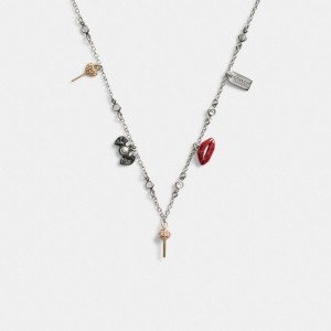 Coach Mini Candy Charm Necklace Silver/Multi | COH866119