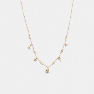 Coach Mini Iconic Charm Necklace Gold | COH866189