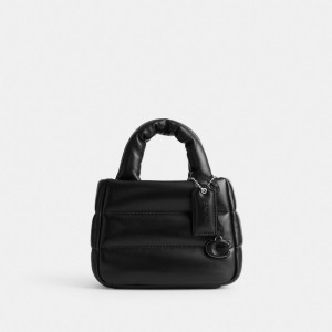 Coach Mini Pillow Tote Bag Silver/Black | COH865067
