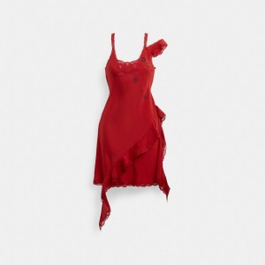 Coach Mini Ruffle Dress Red | COH866059