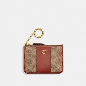 Coach Mini Skinny Id Case In Signature Canvas Coated Canvas/Brass/Tan/Rust | COH865602