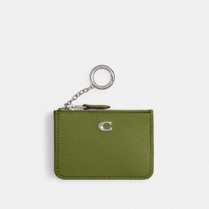 Coach Mini Skinny Id Case Polished Pebble Leather/Silver/Dark Lime | COH865533