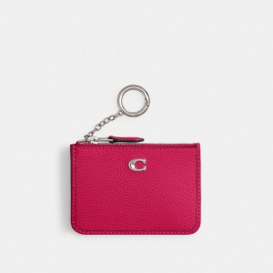 Coach Mini Skinny Id Case Polished Pebble Leather/Silver/Dragonfruit | COH865565
