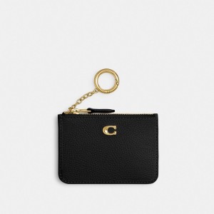 Coach Mini Skinny Id Case Polished Pebble Leather/Brass/Black | COH865604