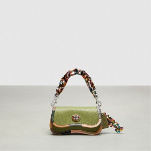 Coach Mini Wavy Dinky Bag With Colorful Binding In Upcrafted Leather Coachtopia Leather/Olive Green Multi | COH865372