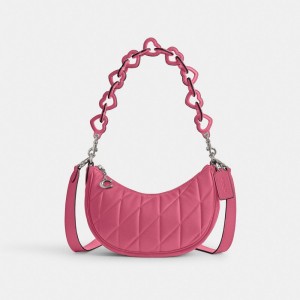Coach Mira Shoulder Bag With Pillow Quilting And Heart Strap Nappa Leather/Silver/Petunia | COH865302