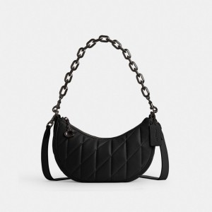Coach Mira Shoulder Bag With Pillow Quilting Nappa Leather/Pewter/Black | COH865359