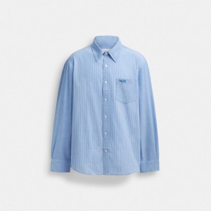 Coach Mix Media Shirt Blue/White | COH866917
