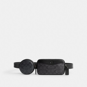 Coach Multi Pouch Belt Bag In Signature Canvas Charcoal | COH866682