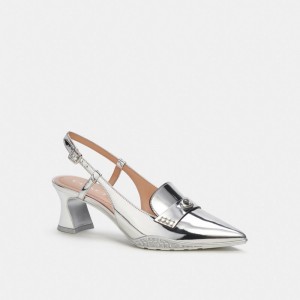 Coach Nikola Hybrid Slingback In Silver Metallic Silver | COH865743
